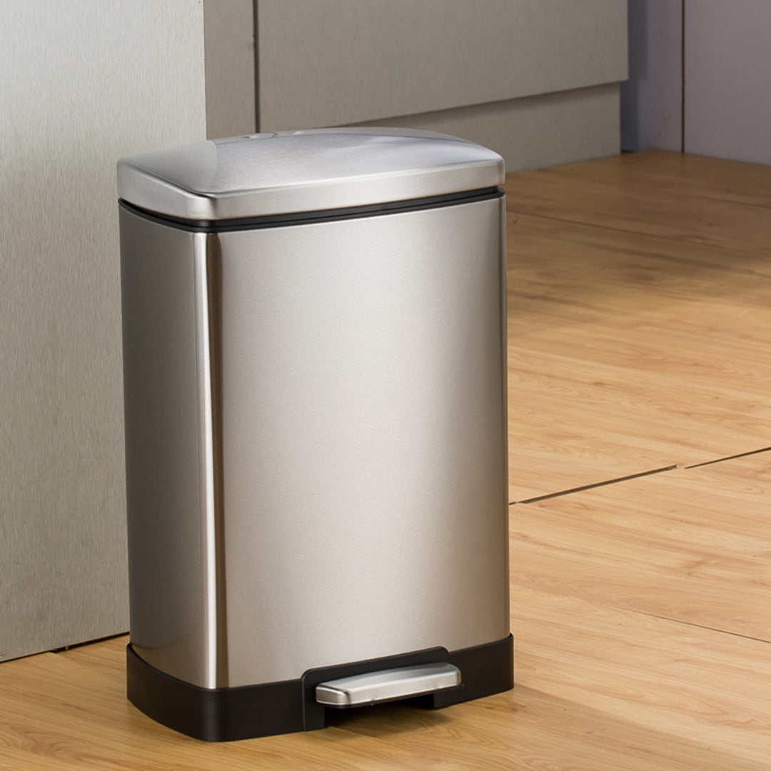 SOGA 4X Foot Pedal Stainless Steel Rubbish Recycling Garbage Waste Trash Bin Rectangular Shape 12L Silver - Cafe Supply