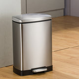 SOGA 4X Foot Pedal Stainless Steel Rubbish Recycling Garbage Waste Trash Bin Rectangular Shape 12L Silver - Cafe Supply