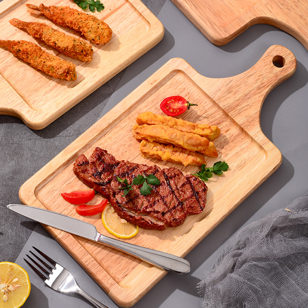 SOGA 2X 30cm Rectangle Premium Wooden Oak Food Serving Tray Charcuterie Board Paddle Home Decor - Cafe Supply