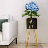 SOGA 2X 70cm Gold Metal Plant Stand with Black Flower Pot Holder Corner Shelving Rack Indoor Display - Cafe Supply