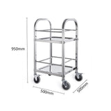 SOGA 2X 2 Tier 500x500x950 Stainless Steel Square Tube Drink Wine Food Utility Cart - Cafe Supply