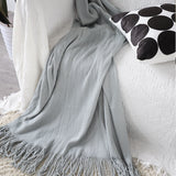 SOGA 2X Grey Acrylic Knitted Throw Blanket Solid Fringed Warm Cozy Woven Cover Couch Bed Sofa Home Decor - Cafe Supply