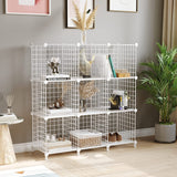 SOGA 2X White Portable 9-Cube 3 Column Storage Organiser Foldable DIY Modular Grid Space Saving Shelf - Cafe Supply