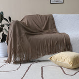SOGA Coffee Acrylic Knitted Throw Blanket Solid Fringed Warm Cozy Woven Cover Couch Bed Sofa Home Decor - Cafe Supply