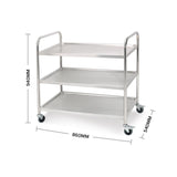 SOGA 2X 3 Tier 86x54x94cm Stainless Steel Kitchen Dinning Food Cart Trolley Utility Round Large - Cafe Supply