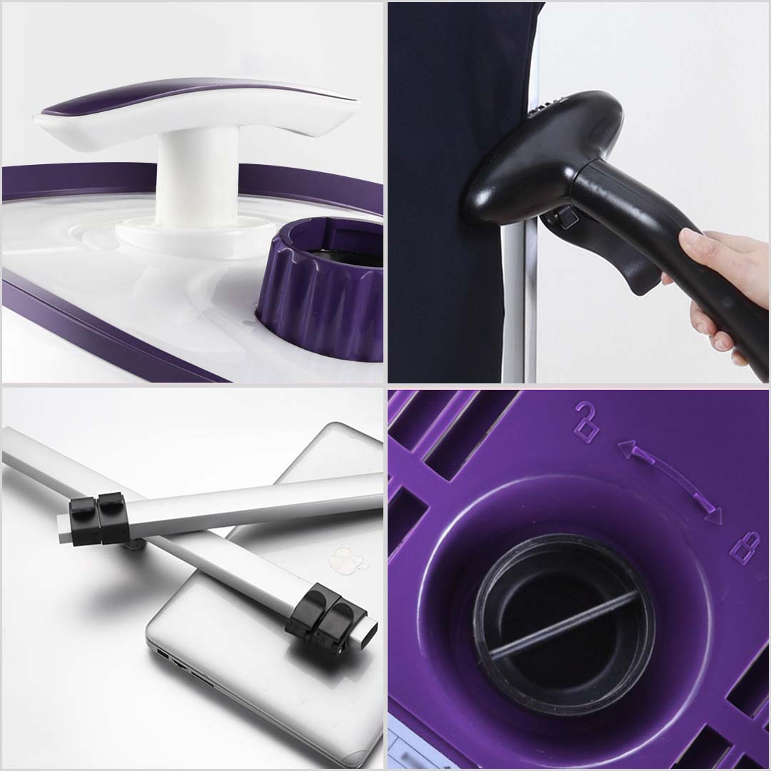 SOGA 2X Garment Steamer Vertical Twin Pole Clothes 1700ml 1800w Professional Steaming Kit Purple - Cafe Supply