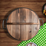 SOGA 31cm Round Cast Iron Pre-seasoned Deep Baking Pizza Frying Pan Skillet with Wooden Lid - Cafe Supply