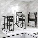 SOGA 2 Tier Steel Black Kitchen Countertop Drying Dish Rack Plate Cutlery Cutting Board Holder Dish Drainer Kitchen Organiser - Cafe Supply