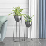 SOGA 2X 50cm Round Wire Metal Flower Pot Stand with Black Flowerpot Holder Rack Display - Cafe Supply