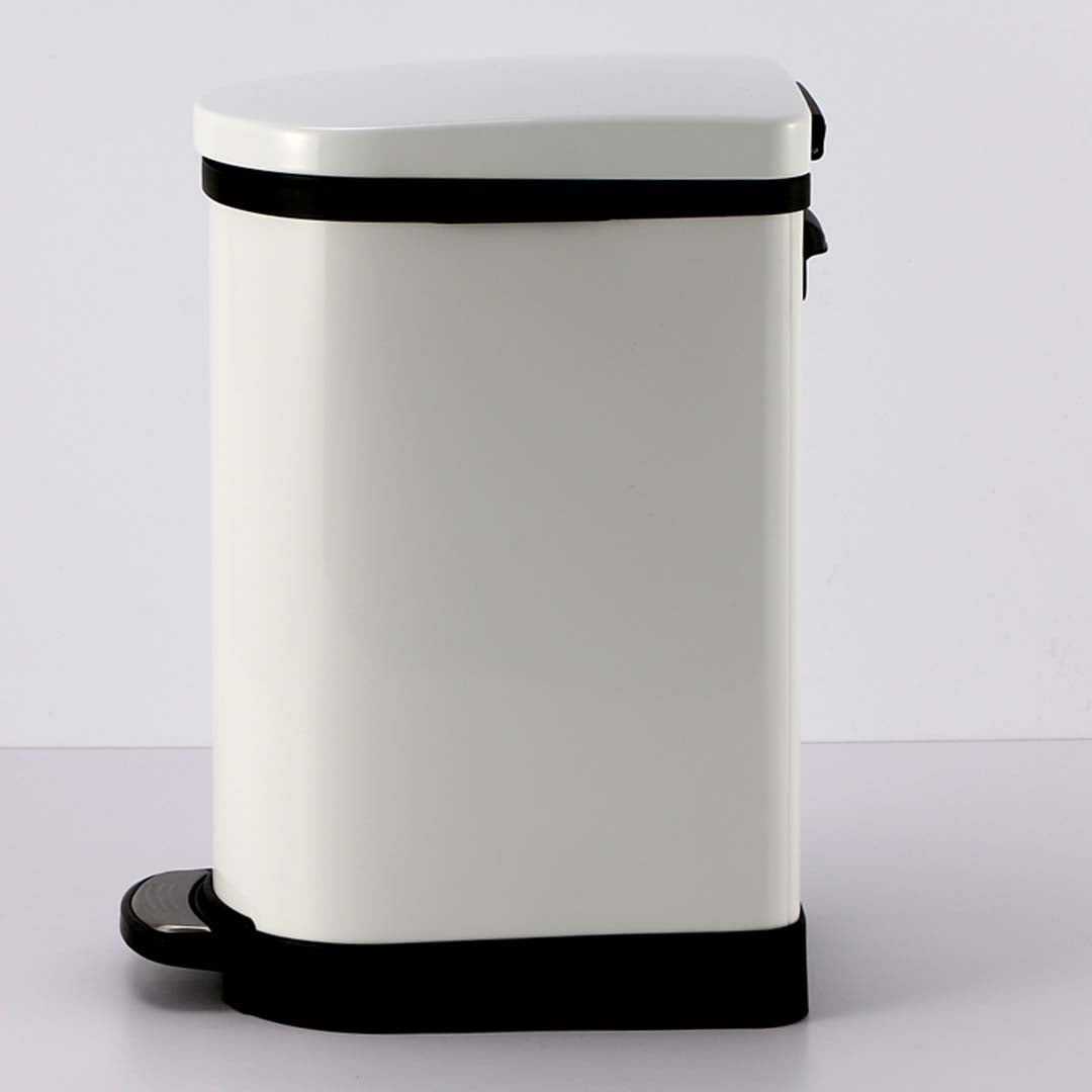 SOGA Foot Pedal Stainless Steel Rubbish Recycling Garbage Waste Trash Bin 10L U White - Cafe Supply