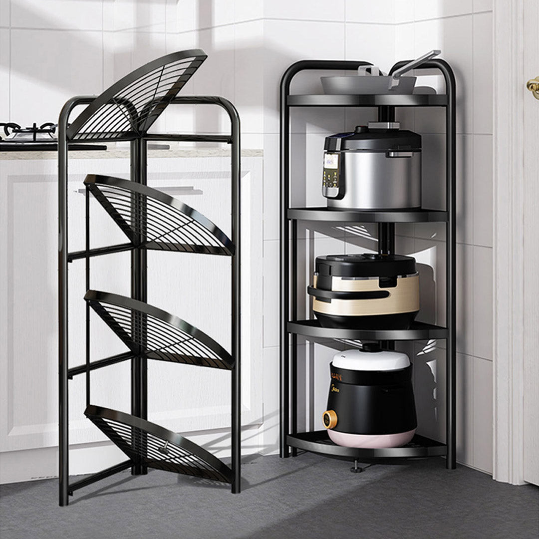 SOGA 2X 4 Tier Steel Triangular  Corner Stand Multi-Functional Shelves Portable Storage Organizer - Cafe Supply