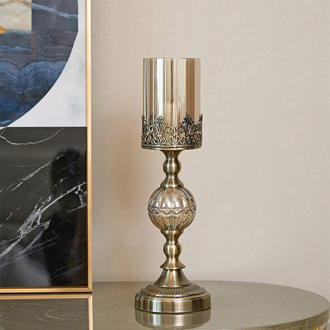 SOGA 42cm Glass Candle Holder Candle Stand Glass/Metal - Cafe Supply