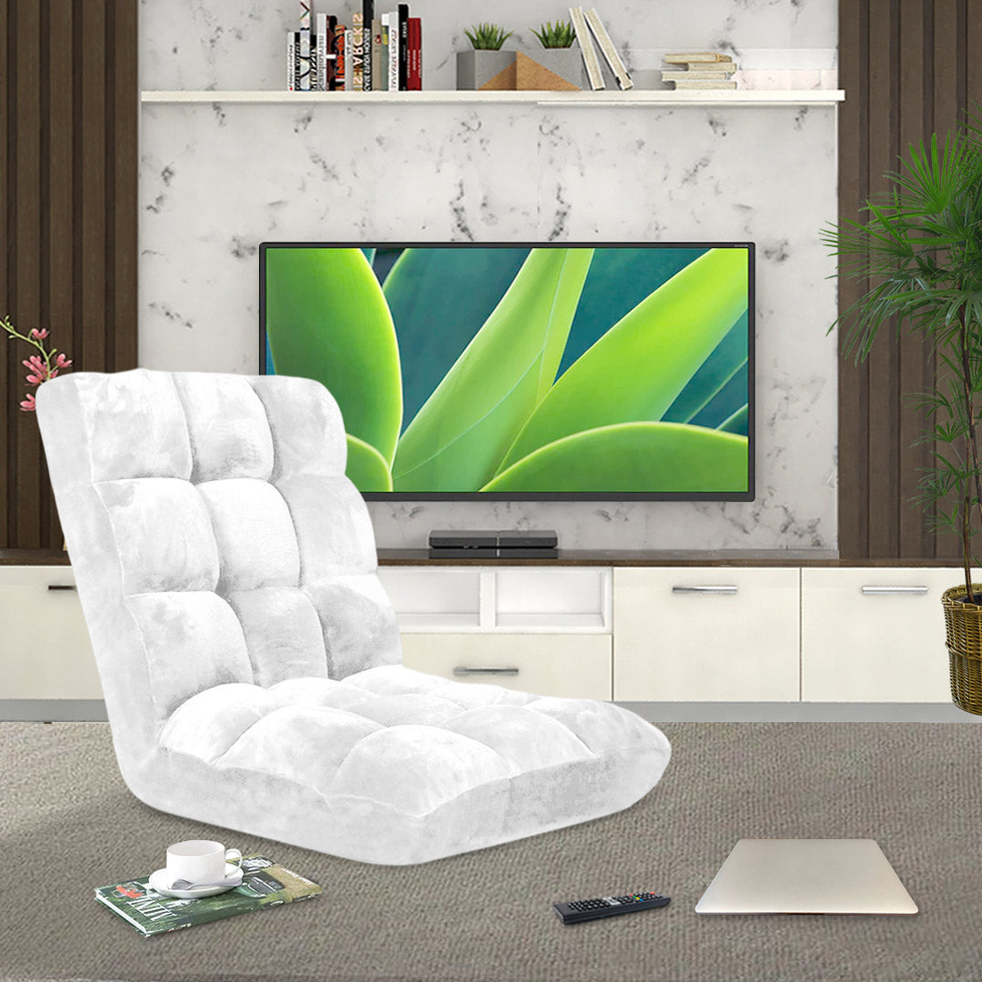SOGA 2X Floor Recliner Folding Lounge Sofa Futon Couch Folding Chair Cushion White - Cafe Supply