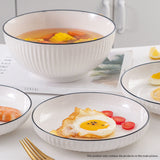SOGA White Japanese Style Ceramic Dinnerware Crockery Soup Bowl Plate Server Kitchen Home Decor Set of 4 - Cafe Supply