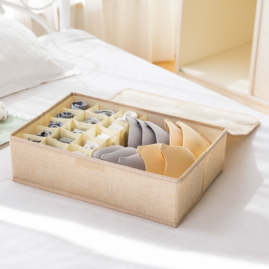 SOGA 2X Beige Flip Top Underwear Storage Box Foldable Wardrobe Partition Drawer Home Organiser - Cafe Supply