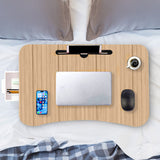 SOGA 2X Oak Portable Bed Table Adjustable Folding Mini Desk Stand With Cup-Holder Home Decor - Cafe Supply