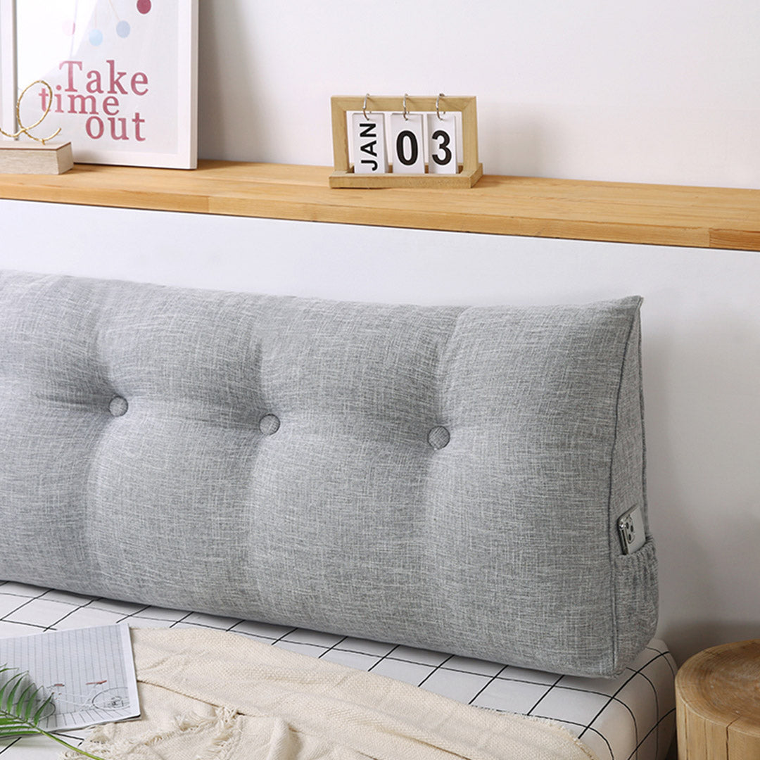 SOGA 2X 180cm Silver Triangular Wedge Bed Pillow Headboard Backrest Bedside Tatami Cushion Home Decor - Cafe Supply