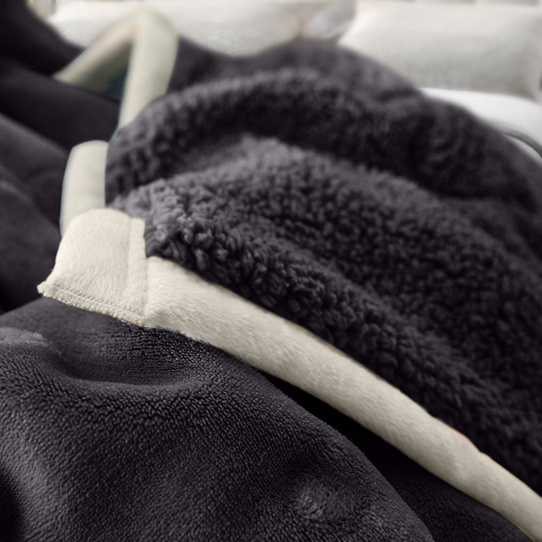 SOGA 2X Dark Grey Throw Blanket Warm Cozy Double Sided Thick Flannel Coverlet Fleece Bed Sofa Comforter - Cafe Supply