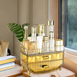 SOGA 2X 3 Tier Golden Yellow Multifunctional Countertop Cosmetic Storage Makeup Skincare Holder Jewelry Cabinet Bathroom Desk Drawer Vanity Organiser - Cafe Supply
