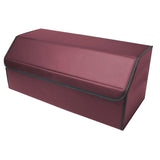SOGA 2X Leather Car Boot Collapsible Foldable Trunk Cargo Organizer Portable Storage Box Red Medium - Cafe Supply