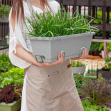 SOGA 49.5cm Gray Rectangular Planter Vegetable Herb Flower Outdoor Plastic Box with Holder Balcony Garden Decor Set of 5 - Cafe Supply