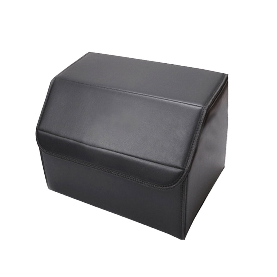 SOGA 2X Leather Car Boot Collapsible Foldable Trunk Cargo Organizer Portable Storage Box Black Small - Cafe Supply