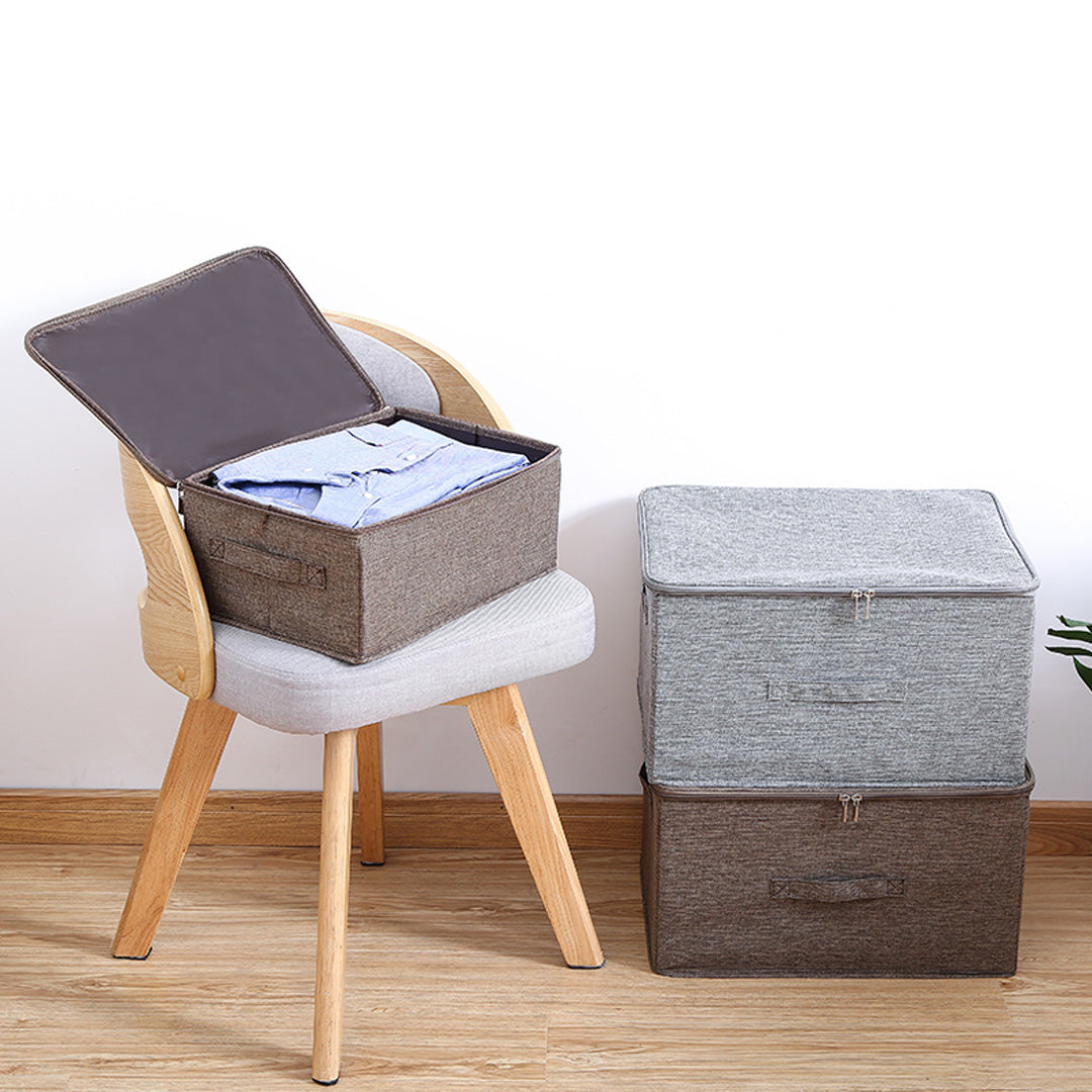 SOGA 2X Coffee Small Portable Double Zipper Storage Box Moisture Proof Clothes Basket Foldable Home Organiser - Cafe Supply