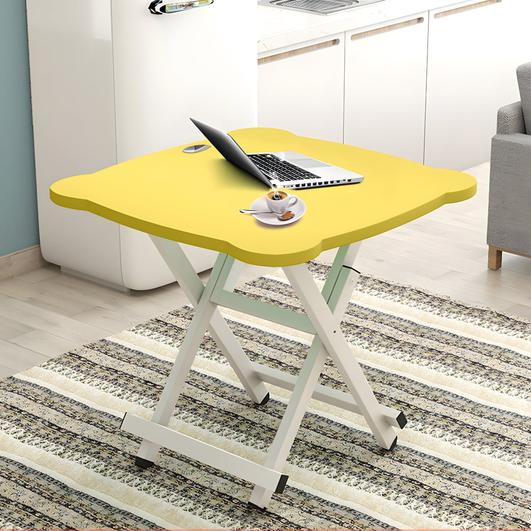 SOGA Yellow Minimalist Cat Ear Folding Table Indoor Outdoor Portable Stall Desk Home Decor - Cafe Supply