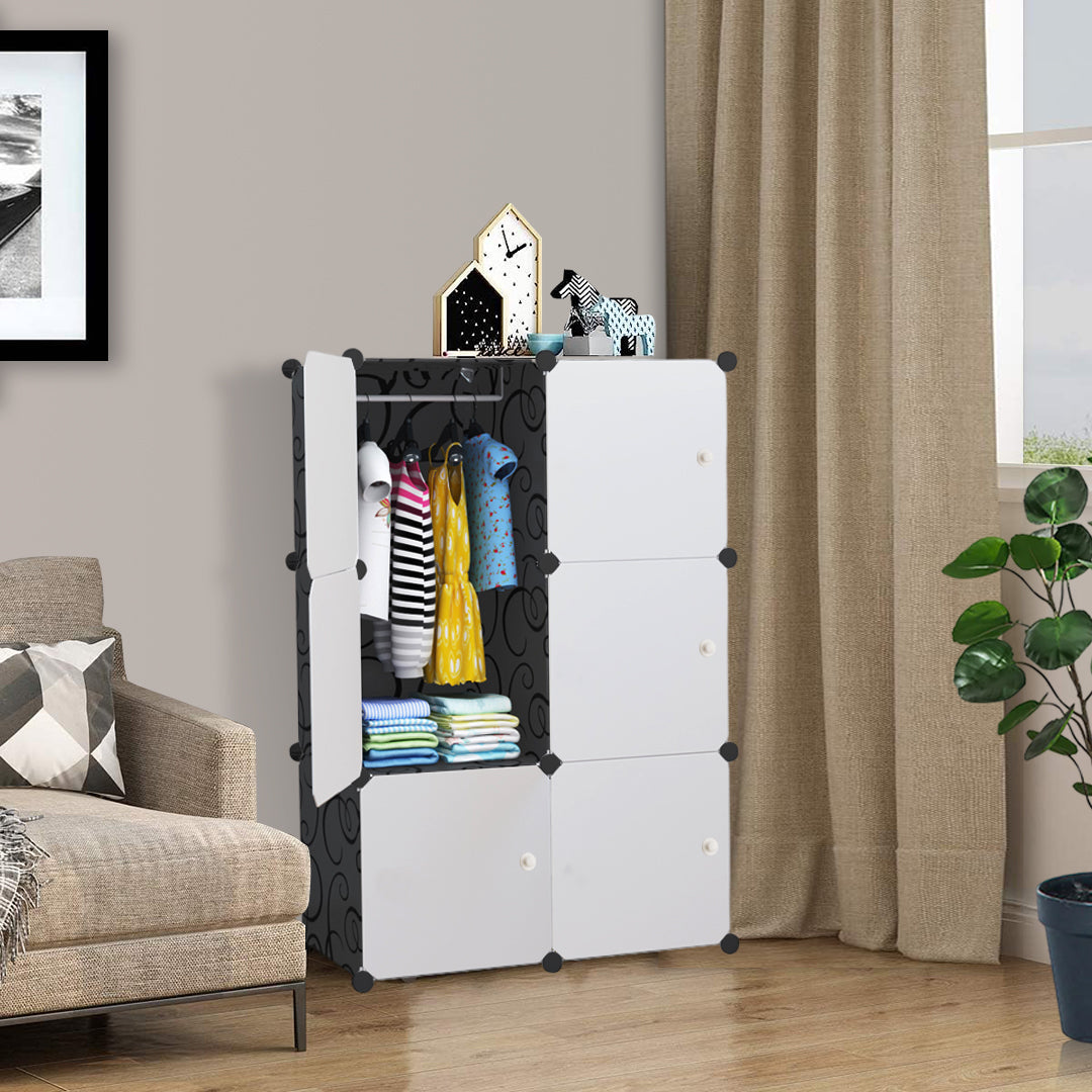SOGA 3 Tier 6-Cube Portable Wardrobe Divide-Grid Modular Storage Organiser Foldable Closet - Cafe Supply