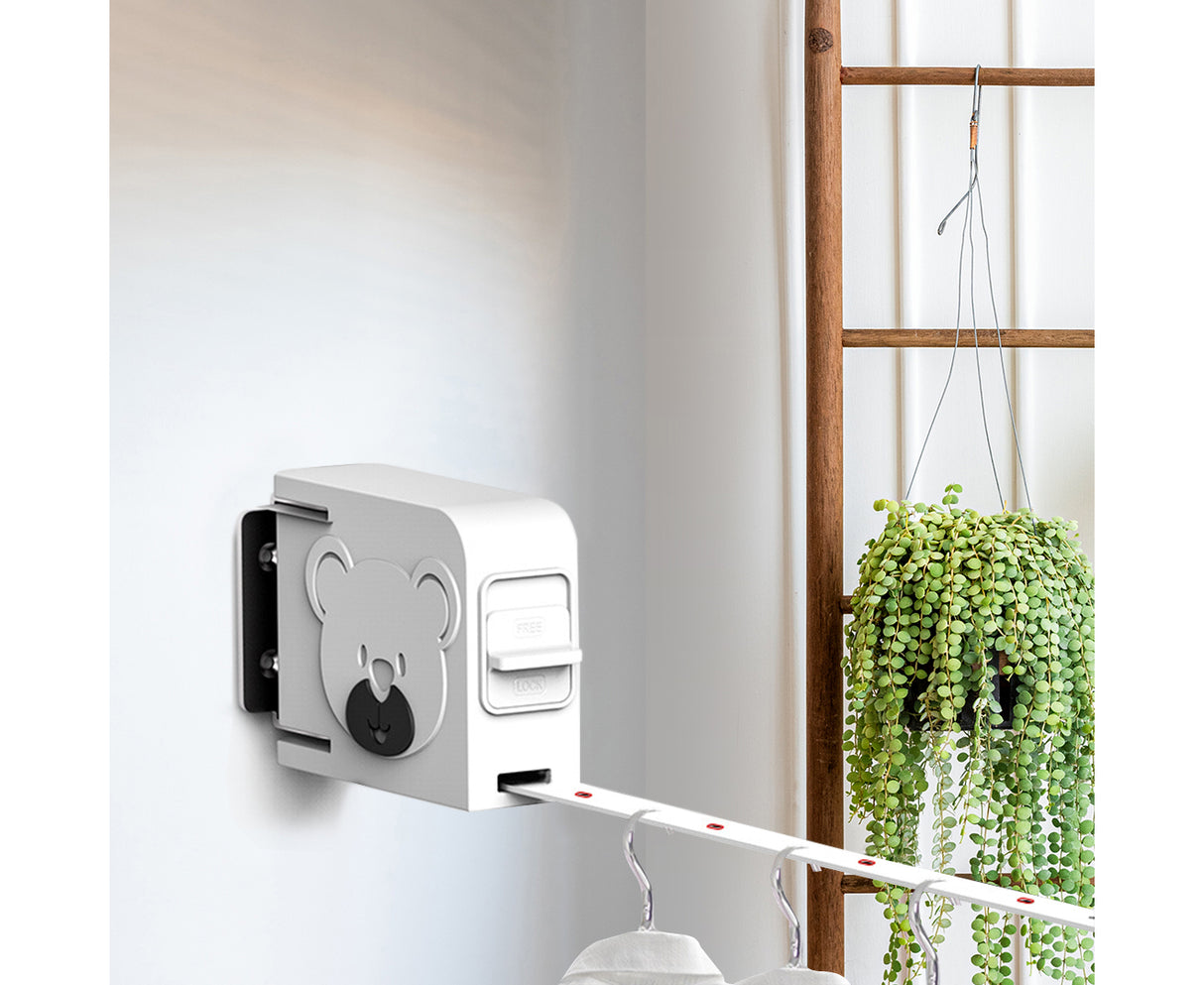 SOGA 160mm Wall-Mounted Clothes Line Dry Rack Retractable Space-Saving Foldable Hanger White - Cafe Supply