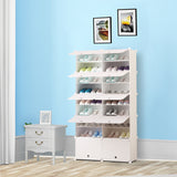 SOGA 9 Tier 2 Column White Shoe Rack Organizer Sneaker Footwear Storage Stackable Stand Cabinet Portable Wardrobe with Cover - Cafe Supply