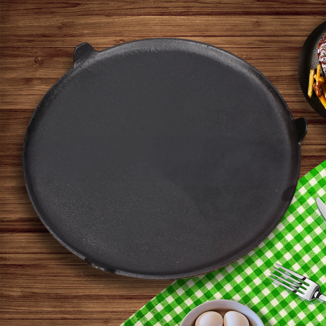 SOGA 33CM Reversible Round Cast Iron Crepes Pan Baking Cookie Pancake Pizza Bakeware - Cafe Supply