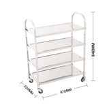 SOGA 2X 4 Tier Stainless Steel Kitchen Dinning Food Cart Trolley Utility Size Square Small - Cafe Supply