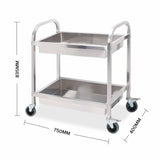SOGA 2 Tier 75x40x83cm Stainless Steel Kitchen Trolley Bowl Collect Service Food Cart Small - Cafe Supply
