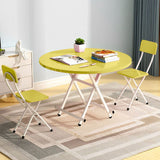 SOGA Yellow Dining Table Portable Round Surface Space Saving Folding Desk Home Decor - Cafe Supply
