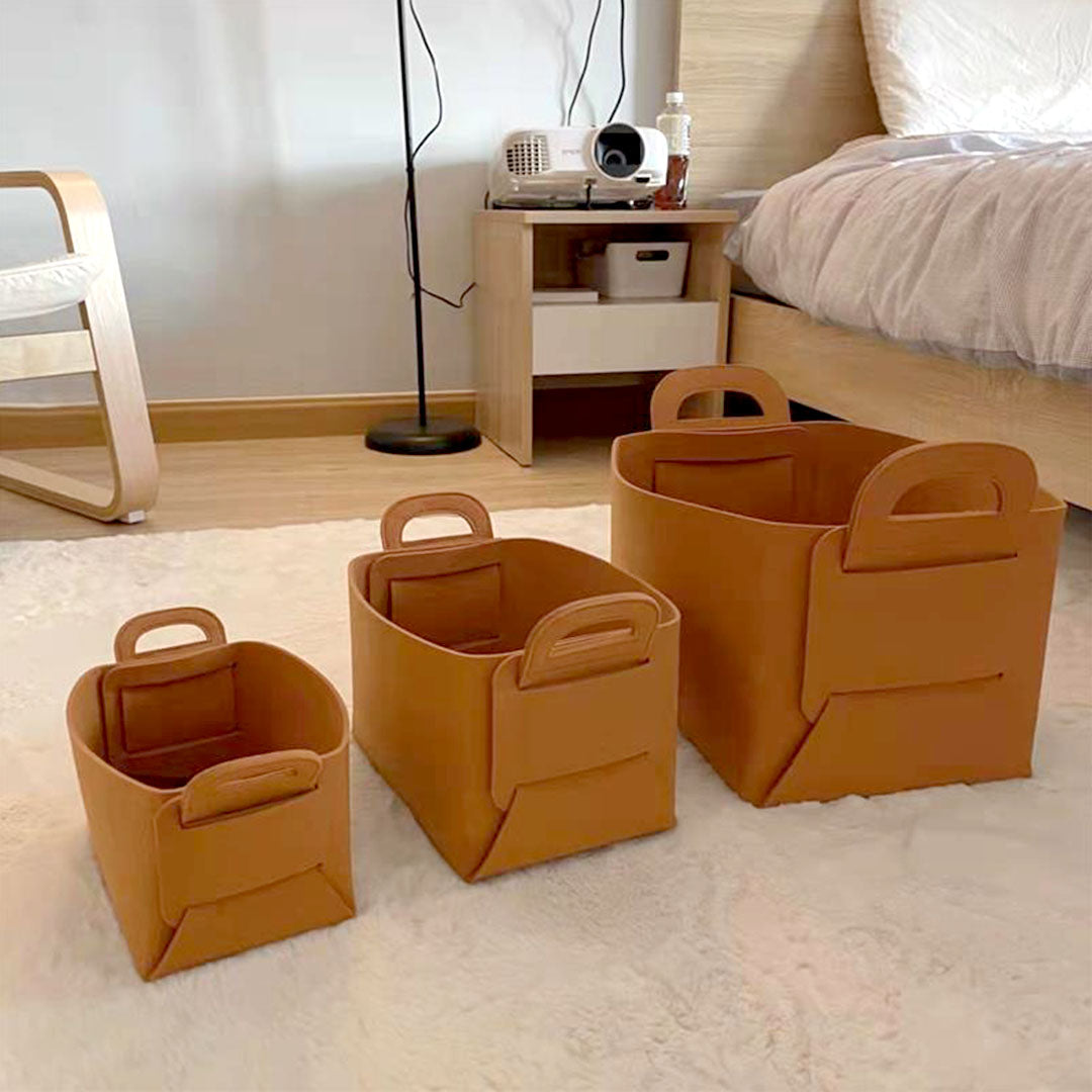 SOGA 2X Small Coffee Foldable Felt Storage Portable Collapsible Bag Home Office Foldable Organiser with Carry Handles - Cafe Supply
