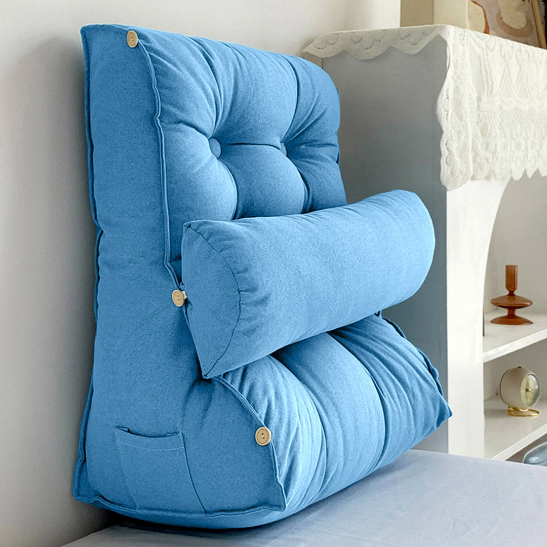 SOGA 2X 45cm Blue Triangular Wedge Lumbar Pillow Headboard Backrest Sofa Bed Cushion Home Decor - Cafe Supply