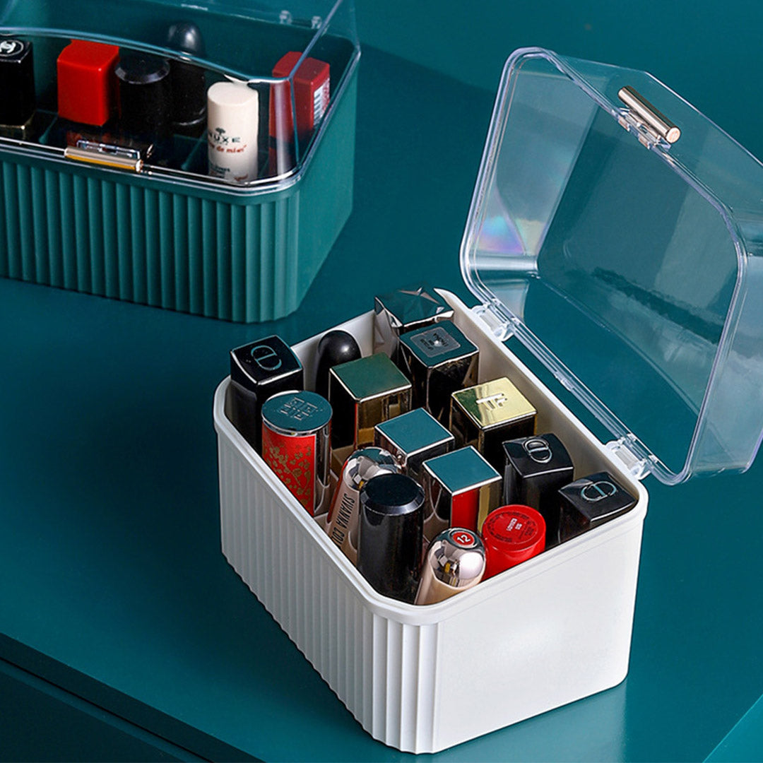 SOGA White Cosmetic Jewelry Storage Organiser Set Makeup Brush Lipstick Skincare Holder Jewelry Storage Box with Handle - Cafe Supply