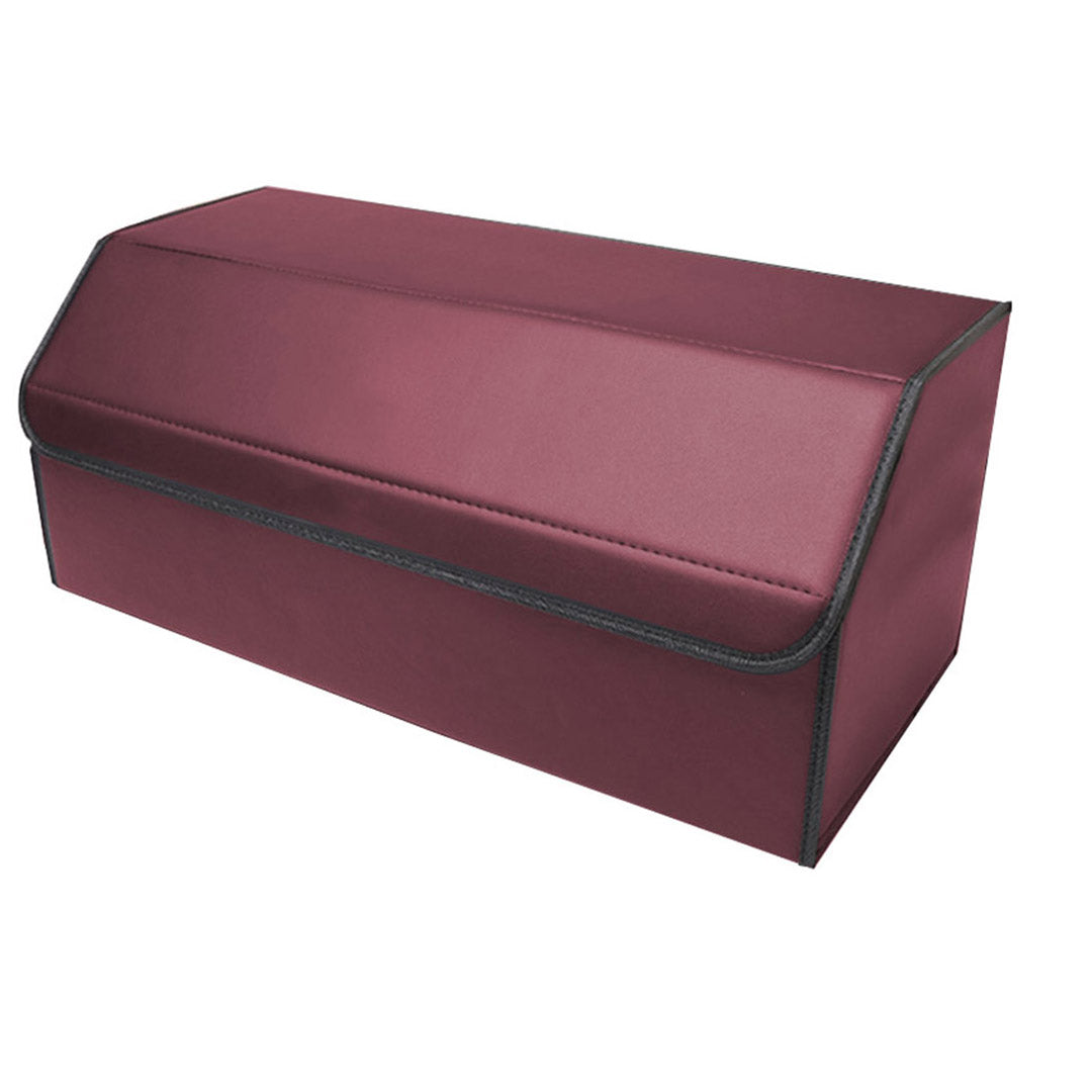 SOGA 2X Leather Car Boot Collapsible Foldable Trunk Cargo Organizer Portable Storage Box Red Large - Cafe Supply