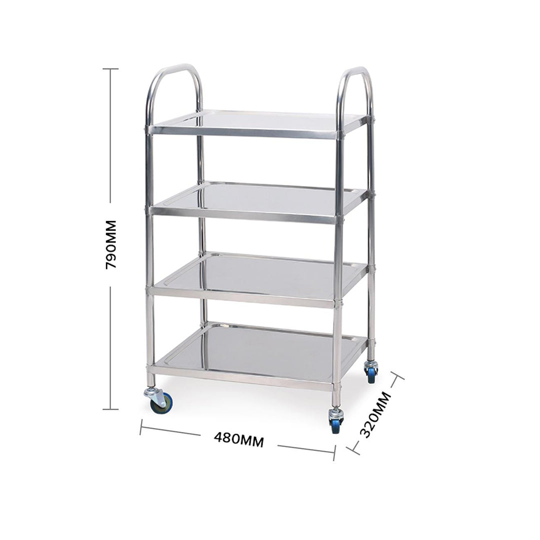 SOGA 2X 4 Tier 860x540x1170 Stainless Steel Kitchen Dining Food Cart Trolley Utility - Cafe Supply