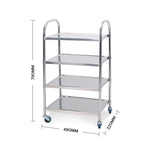 SOGA 2X 4 Tier 860x540x1170 Stainless Steel Kitchen Dining Food Cart Trolley Utility - Cafe Supply