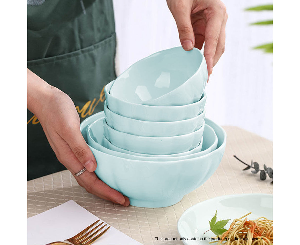 SOGA Light Blue Japanese Style Ceramic Dinnerware Crockery Soup Bowl Plate Server Kitchen Home Decor Set of 10 - Cafe Supply