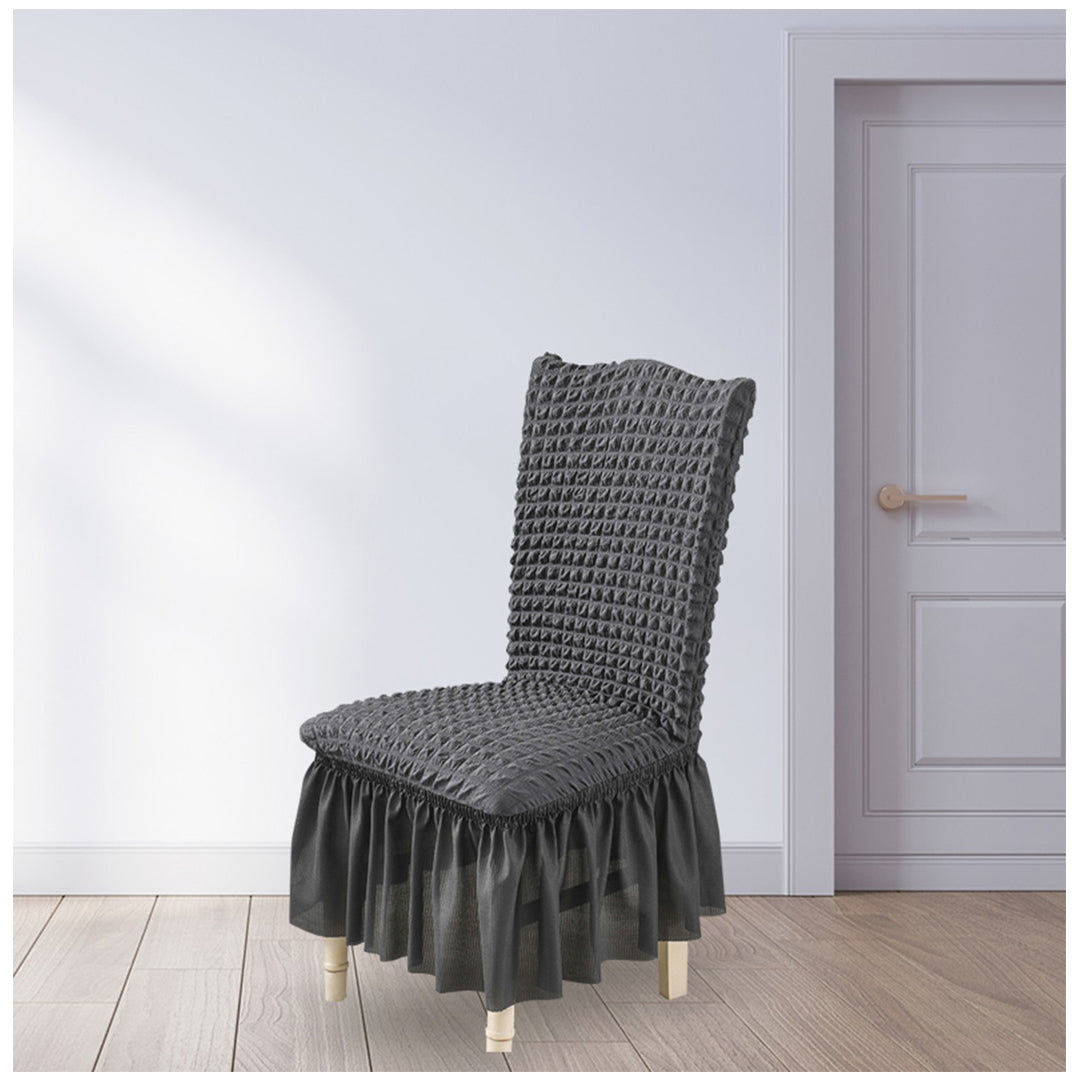 SOGA 2X Dark Grey Chair Cover Seat Protector with Ruffle Skirt Stretch Slipcover Wedding Party Home Decor - Cafe Supply