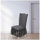 SOGA 2X Dark Grey Chair Cover Seat Protector with Ruffle Skirt Stretch Slipcover Wedding Party Home Decor - Cafe Supply