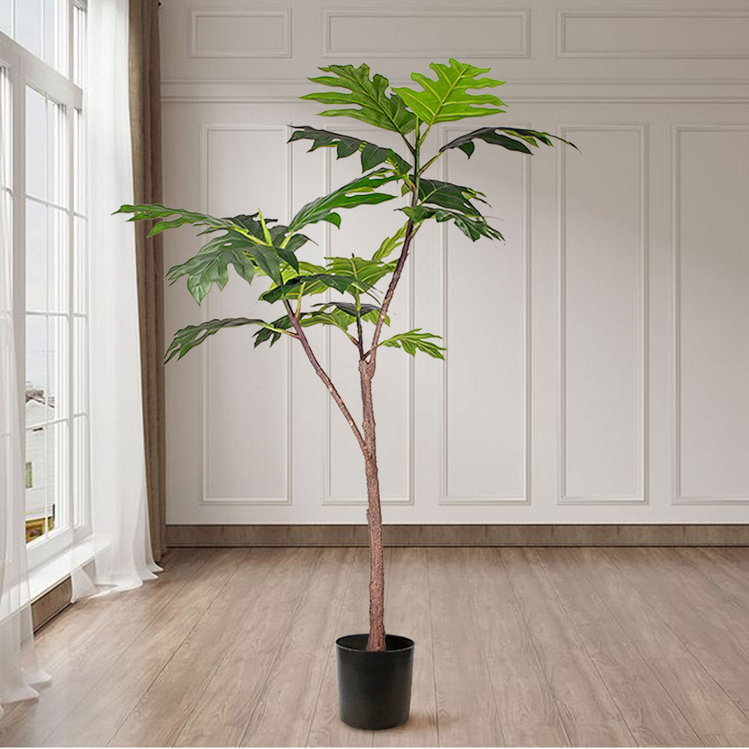 SOGA 150cm Artificial Natural Green Split-Leaf Philodendron Tree Fake Tropical Indoor Plant Home Office Decor - Cafe Supply