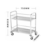 SOGA 2X 2 Tier 75x40x84cm Stainless Steel Drink Wine Food Utility Cart Small - Cafe Supply