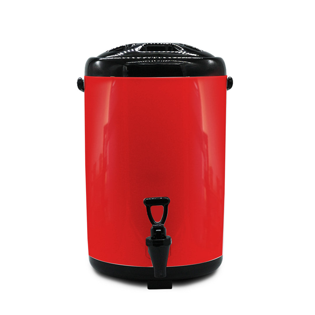 SOGA 2X 14L Stainless Steel Insulated Milk Tea Barrel Hot and Cold Beverage Dispenser Container with Faucet Red - Cafe Supply