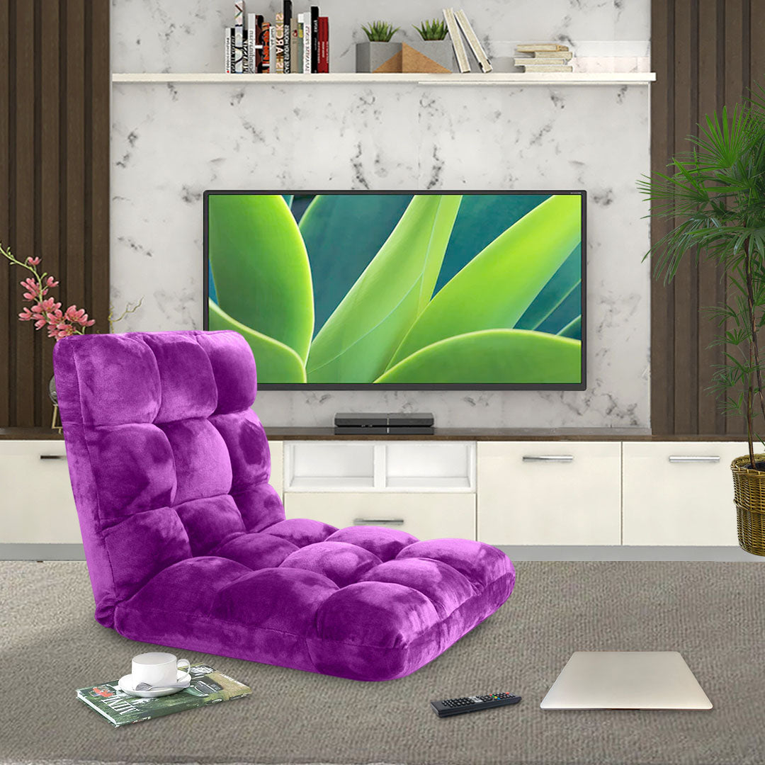 SOGA 4X Floor Recliner Folding Lounge Sofa Futon Couch Folding Chair Cushion Purple - Cafe Supply