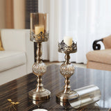 SOGA 2X 47cm Glass Candle Holder Candle Stand Glass/Metal - Cafe Supply
