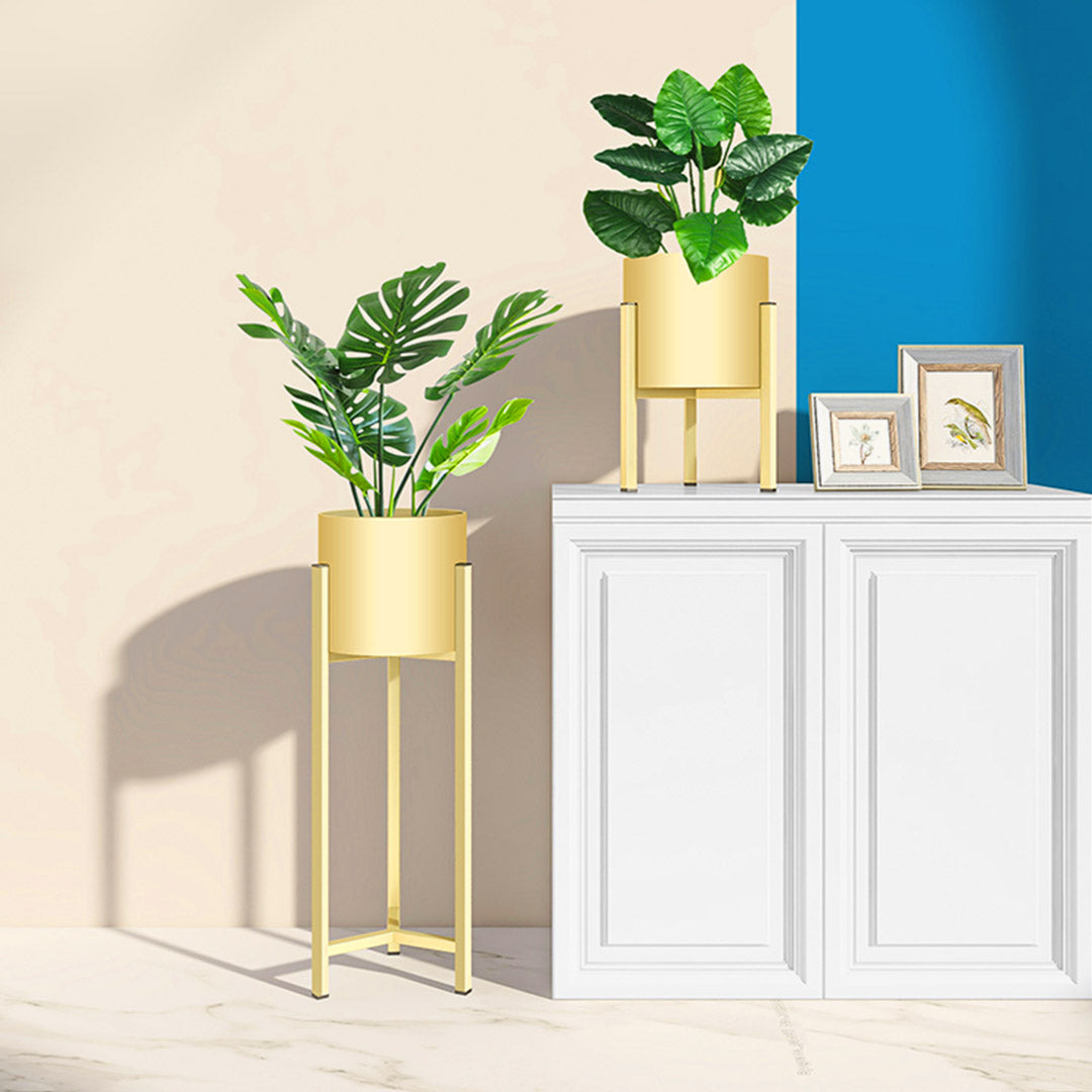 SOGA 2X 90cm Gold Metal Plant Stand with Flower Pot Holder Corner Shelving Rack Indoor Display - Cafe Supply
